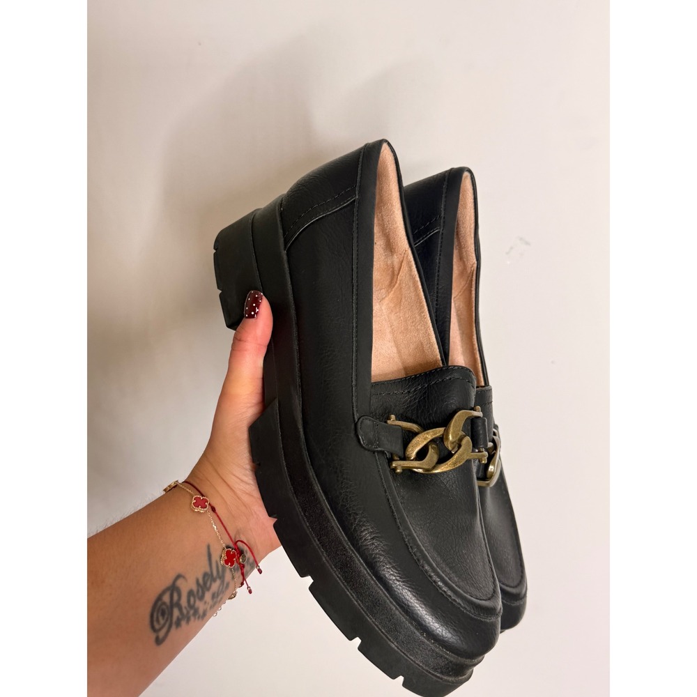 Soul Naturalizer Womens Black Lug Sole Chain Loafers Shoes Size 8.5 M